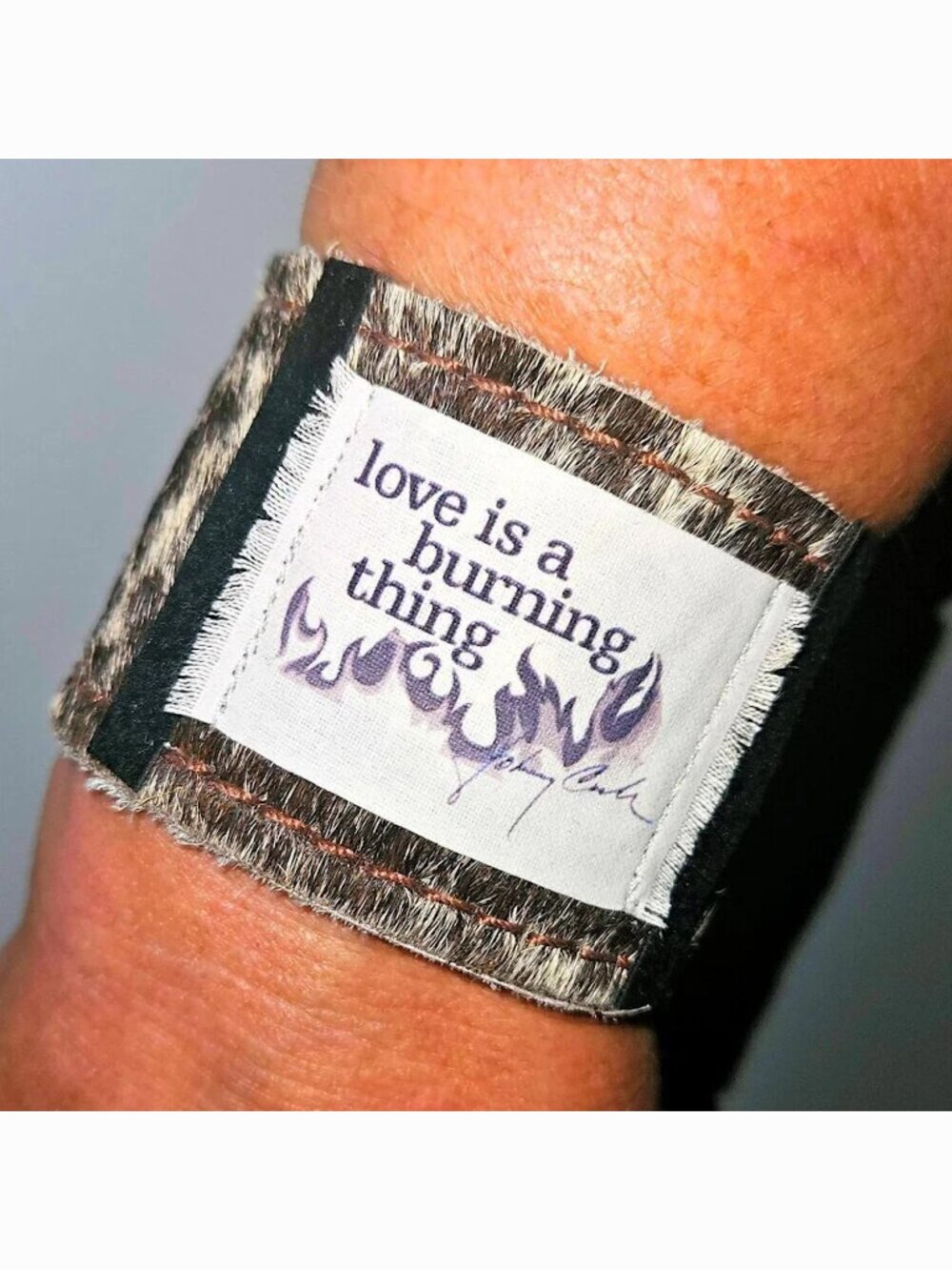 Johnny Cash Leather Cuff Bracelet Love is a Burning Thing Country Western Music